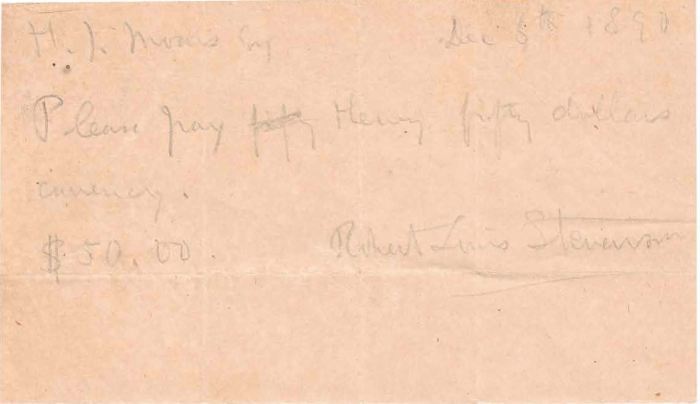 Robert Louis Stevenson signed letter 1890 37940Robert Louis Stevenson signed letter 1890 37940