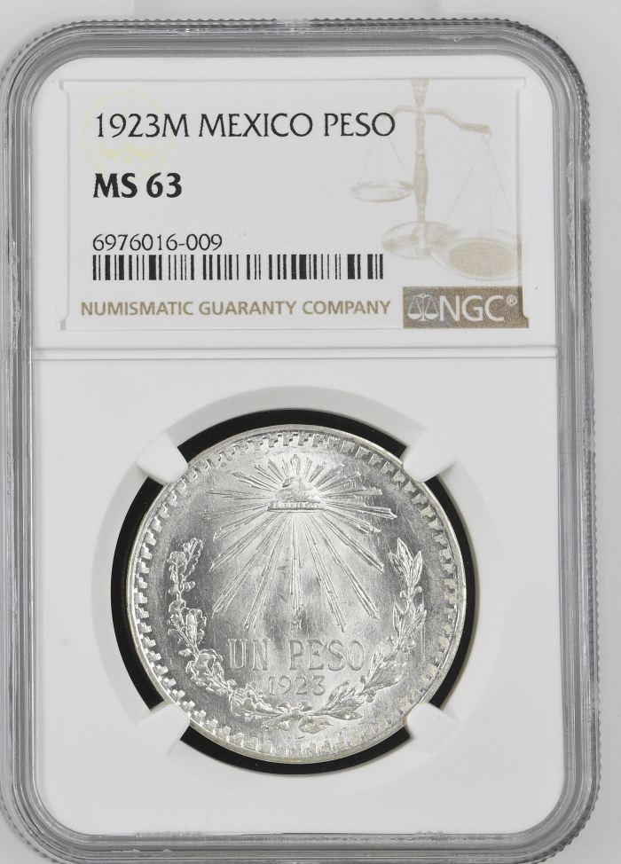 Modern Silver & Minors Peso 1923 M NGC MS63 k_35938Modern Silver & Minors Peso 1923 M NGC MS63 k_35938
