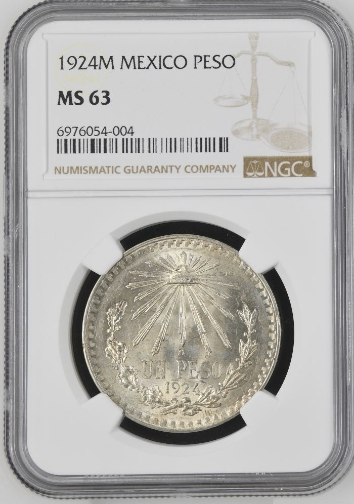 Modern Silver & Minors Peso 1924 M NGC MS63 0115722Modern Silver & Minors Peso 1924 M NGC MS63 0115722