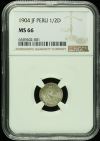 Peru 1/2 Dinero 1904 JF NGC MS66 0125618