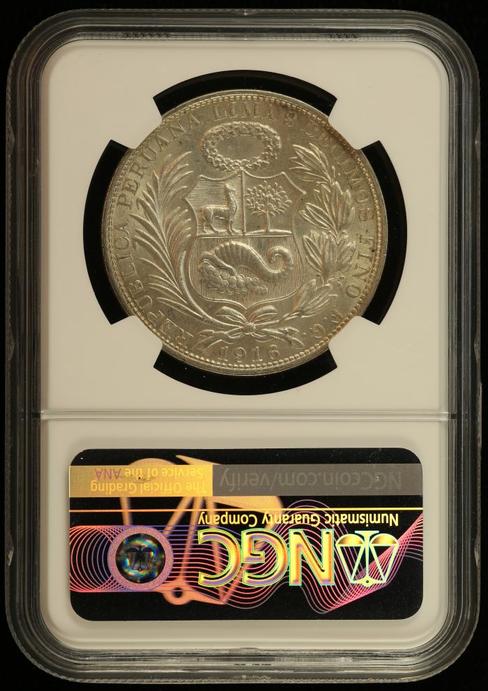 Peru Sol 1916 FG NGC MS62 0125401Peru Sol 1916 FG NGC MS62 0125401 - Image 2