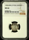 Peru Dinero 1900/890 JF NGC MS66 0125629
