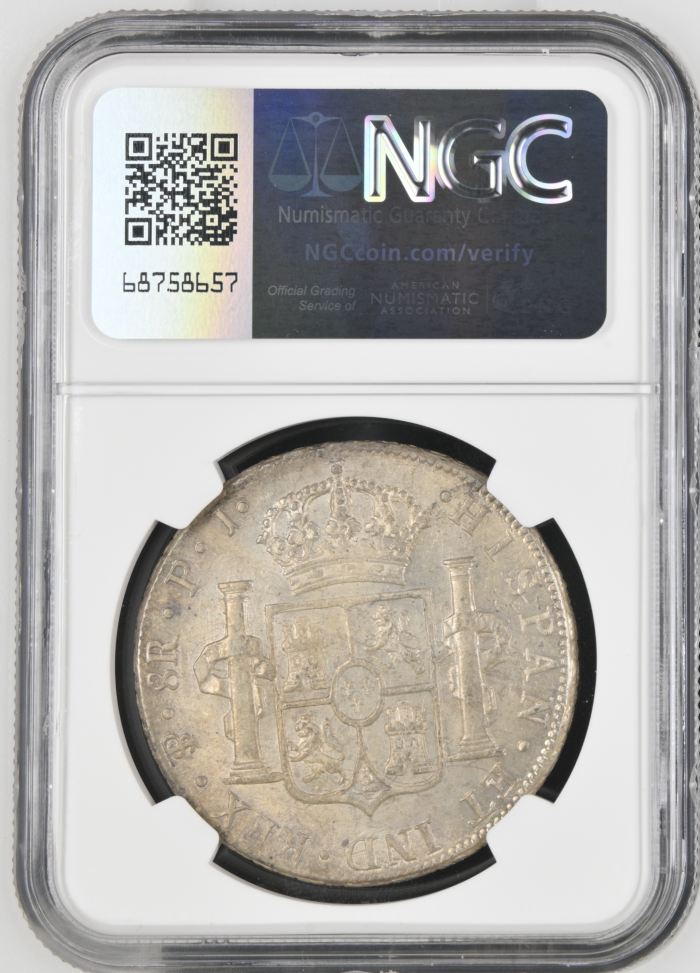 Bolivia 8 Reales 1814 Pts PJ NGC AU55 0135941Bolivia 8 Reales 1814 Pts PJ NGC AU55 0135941 - Image 2