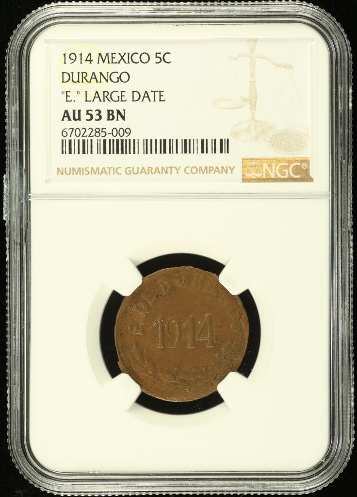 Durango 5 Centavo 1914 Durango NGC AU53BN 0137928