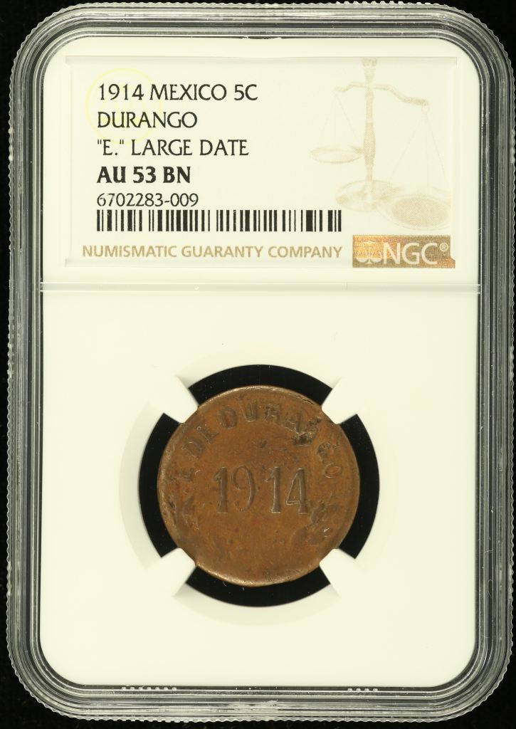 Durango 5 Centavo 1914 Durango NGC AU53BN 0137853
