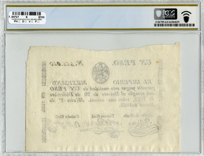 Imperial & Early Republic Peso 1823 Distrito Federal M10a PCGS Ch UNC 63 f_34717Imperial & Early Republic Peso 1823 Distrito Federal M10a PCGS Ch UNC 63 f_34717 - Image 2