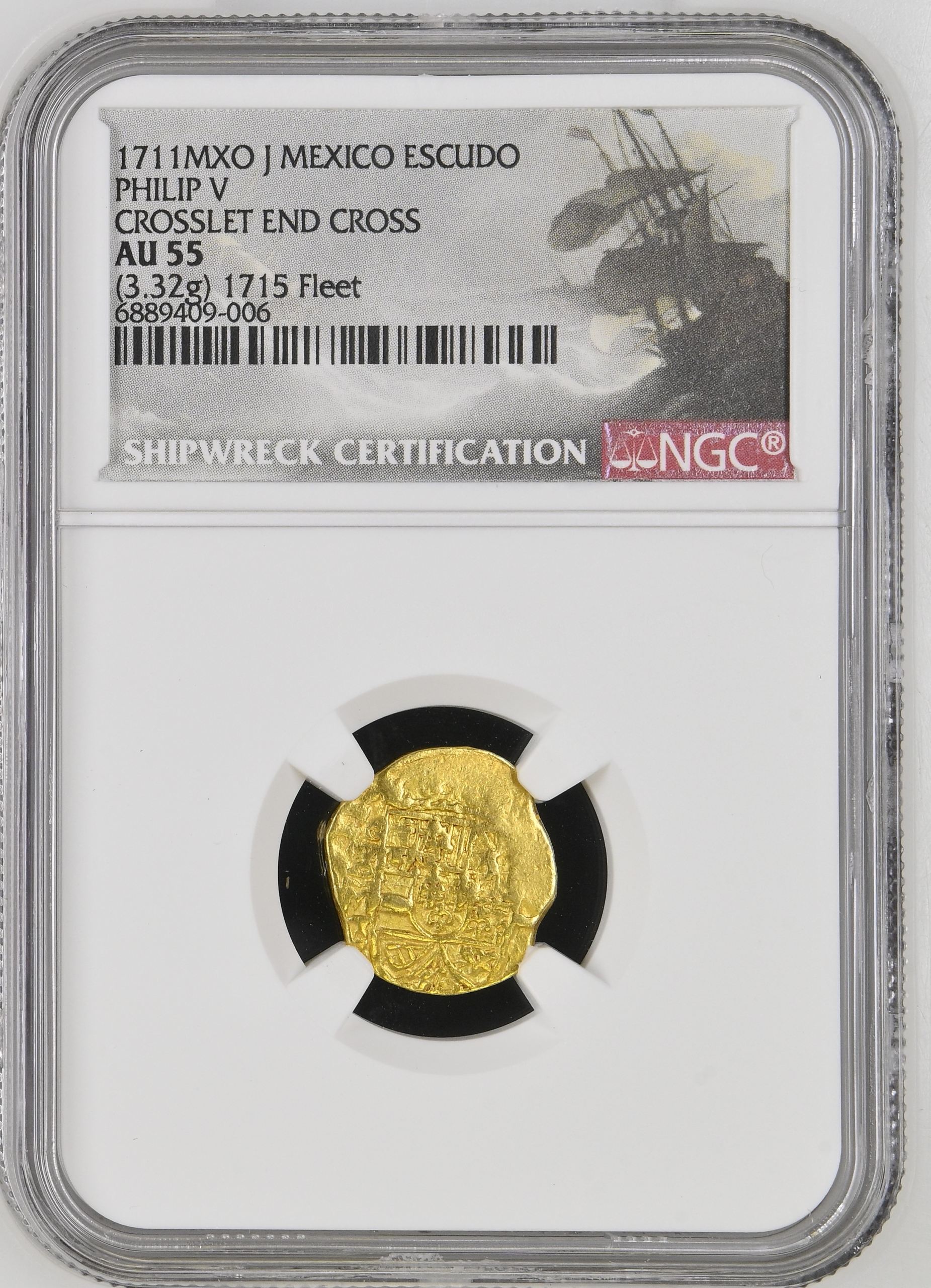 Colonial Gold 1715 Fleet (1715) Escudo 1711 Mxo NGC AU55 0141006