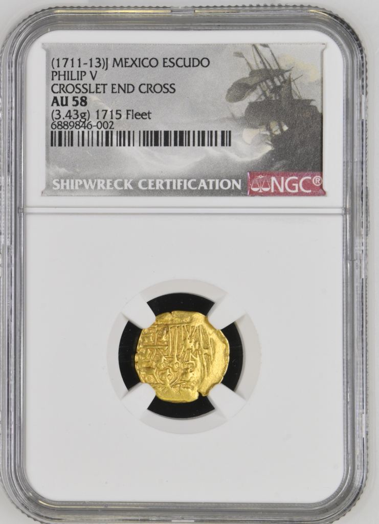 Colonial Gold 1715 Fleet (1715) Escudo (1711-13) Mo J NGC AU58 0141008