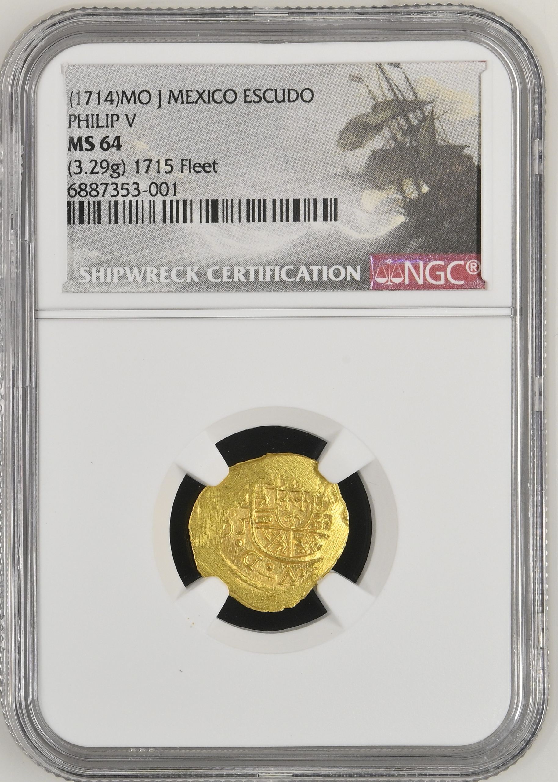 Colonial Gold 1715 Fleet (1715) Escudo (1714) Mo J NGC MS64 0141009