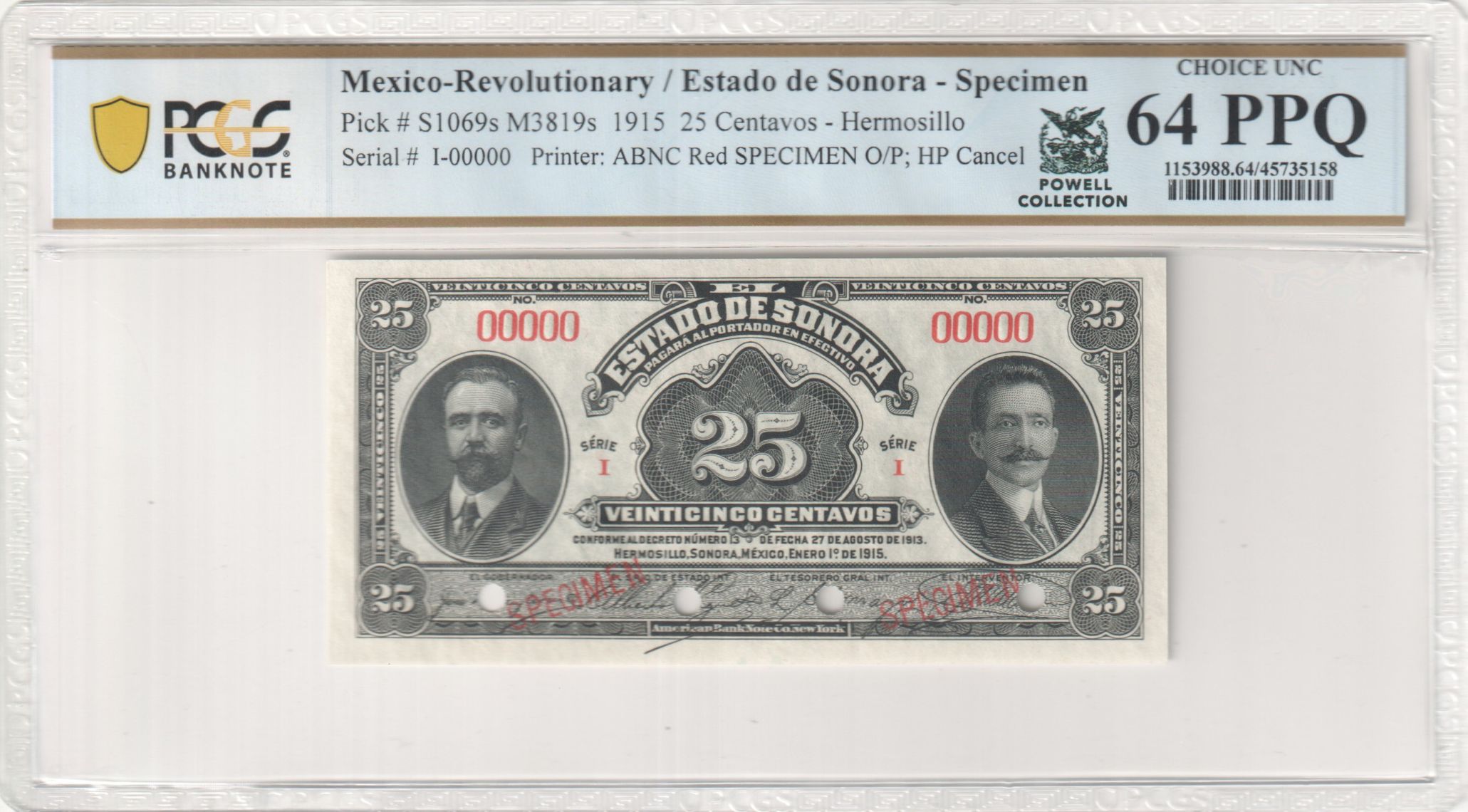 Revolutionary Currency 8 Piece Specimen Set 1915 Sonora M3819-M3826 PCGS f_35106