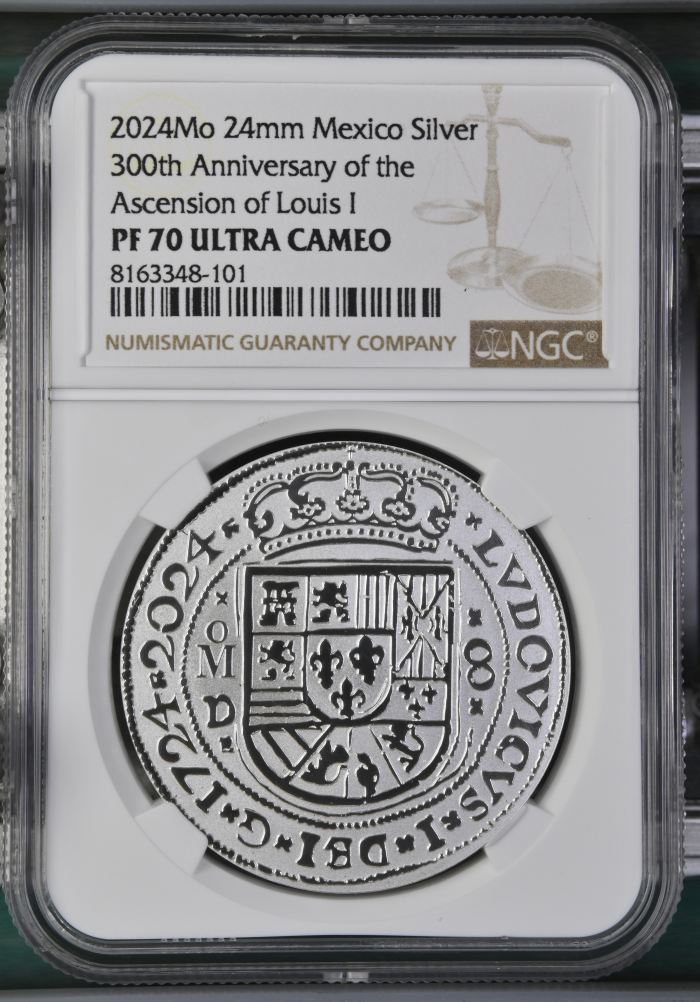 Medals & Tokens 300th Anniversary of the Ascencion of Luis I Silver Medal 2024 Mo NGC PF70 Ultra Cameo 0141775Medals & Tokens 300th Anniversary of the Ascencion of Luis I Silver Medal 2024 Mo NGC PF70 Ultra Cameo 0141775