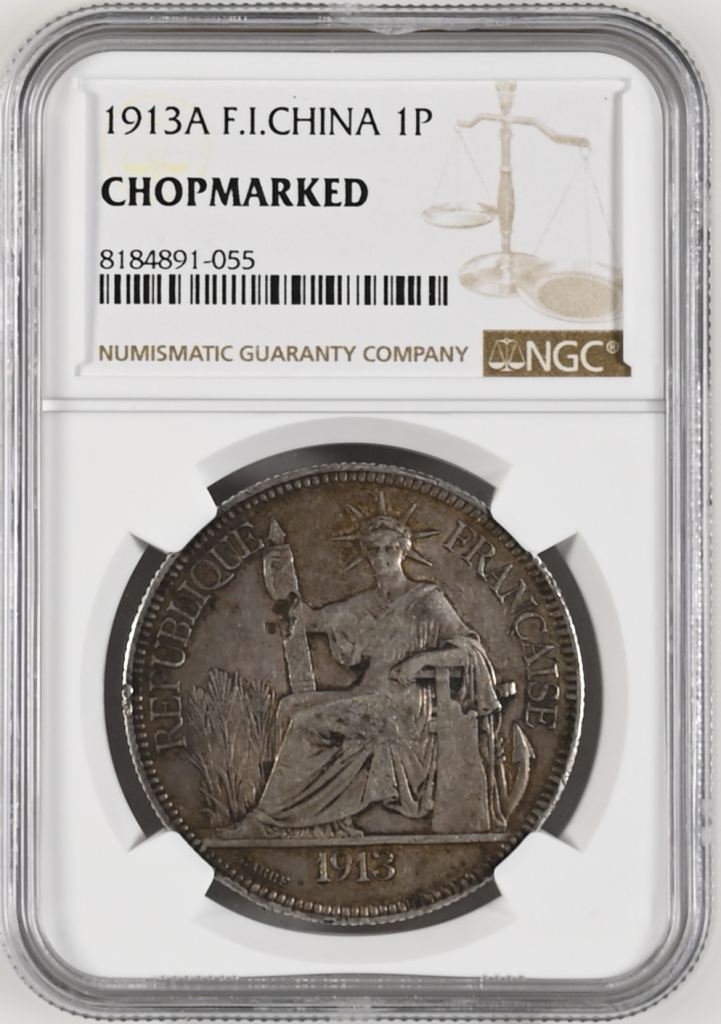 French Indo-China CHOPMARKED Piastre 1913 A NGC CHOPMARKED 0142469