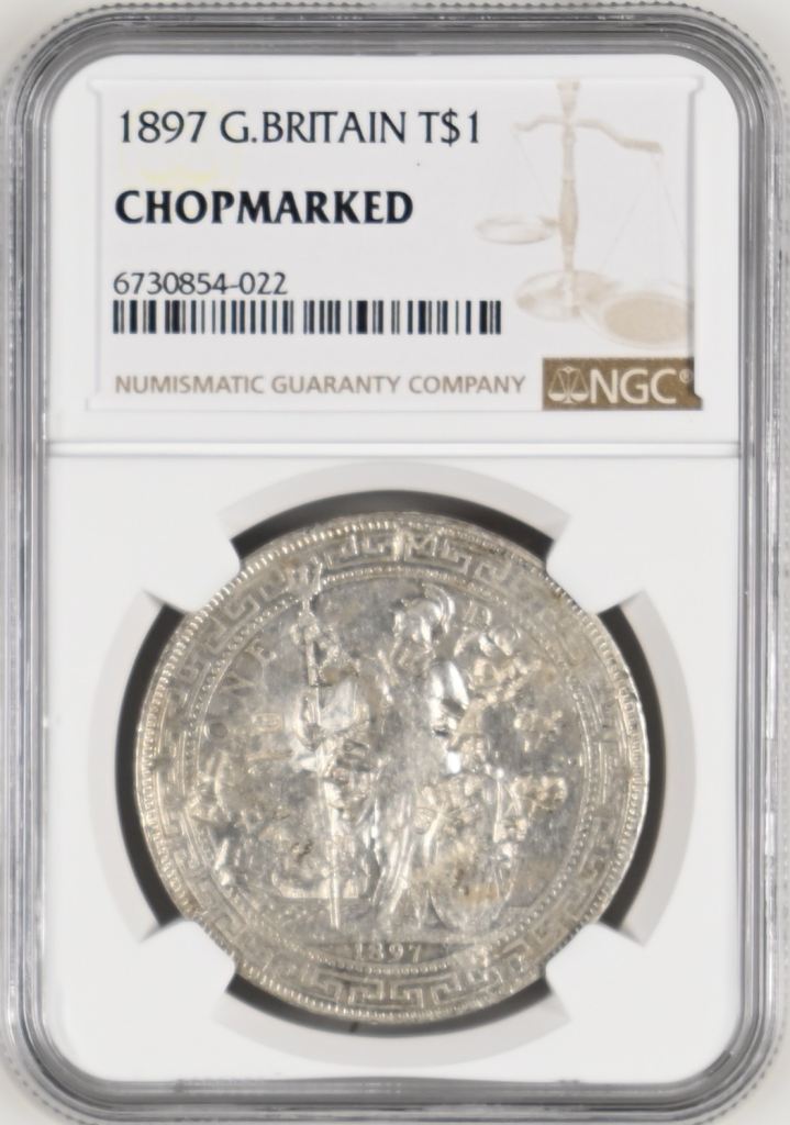 CHOPMARKED UK (Great Britain) Trade Dollar 1897 NGC CHOPMARKED 0142548