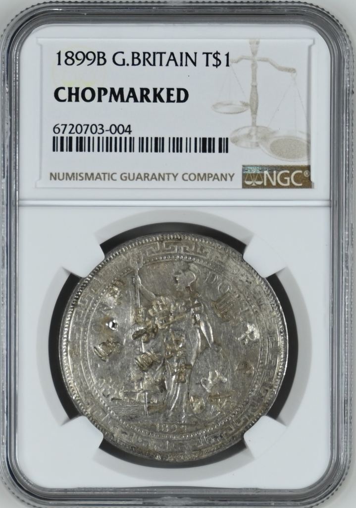 CHOPMARKED UK (Great Britain) Trade Dollar 1899 B NGC CHOPMARKED 0142551