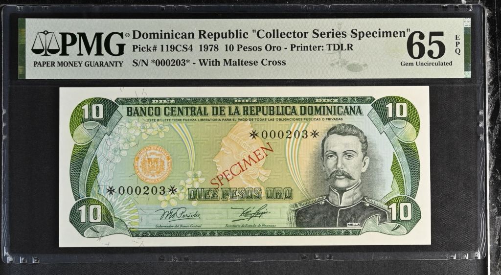 Dominican Republic 10 Pesos 1978 PMG Gem UNC65 EPQ Pick #119CS4 0143354