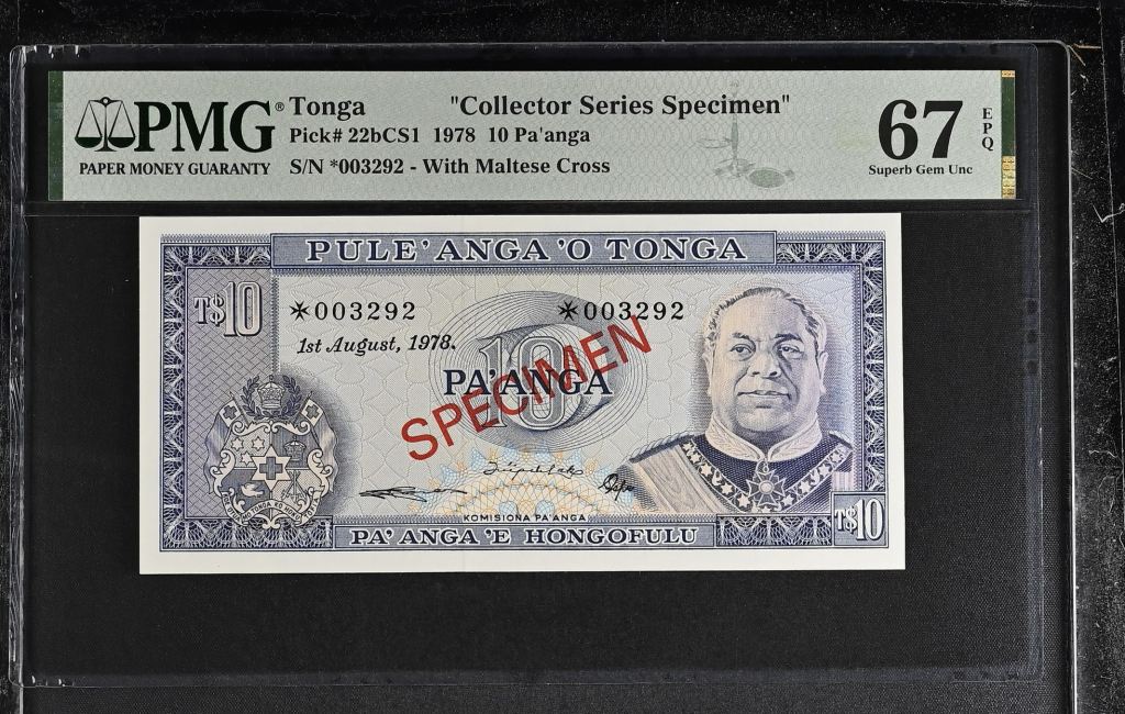 Tonga 10 Pa anga 1978 PMG Superb Gem UNC67 EPQ Pick #22bCS1 0143462