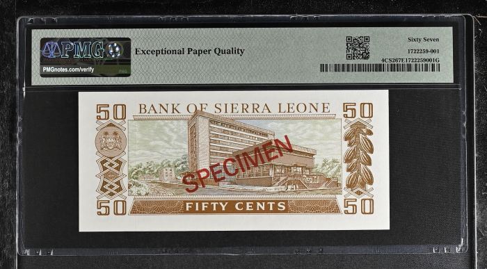 Sierra Leone 50 Cents ND PMG Superb Gem UNC67 EPQ Pick #4CS2 0143485Sierra Leone 50 Cents ND PMG Superb Gem UNC67 EPQ Pick #4CS2 0143485 - Image 2