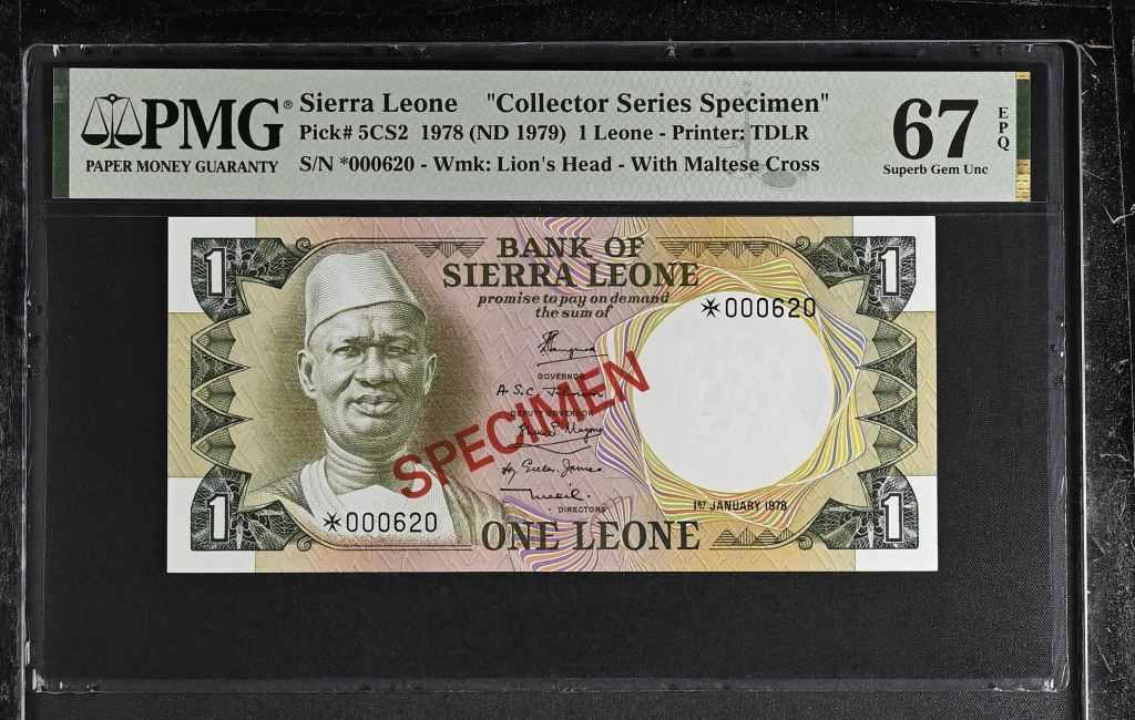 Sierra Leone Leone 1978 PMG Superb Gem UNC67 EPQ Pick #5CS2 0143486