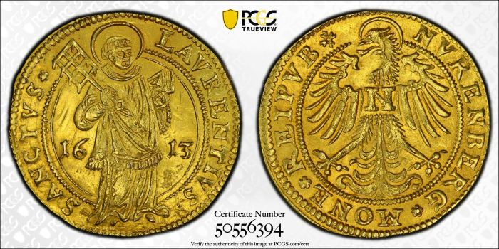 Germany Goldgulden 1613 Nurnberg PCGS MS61 KM-10 0143731Germany Goldgulden 1613 Nurnberg PCGS MS61 KM-10 0143731 - Image 3