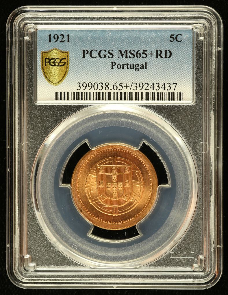 Portugal 5 Centavos 1921 PCGS MS65+RD 0143823
