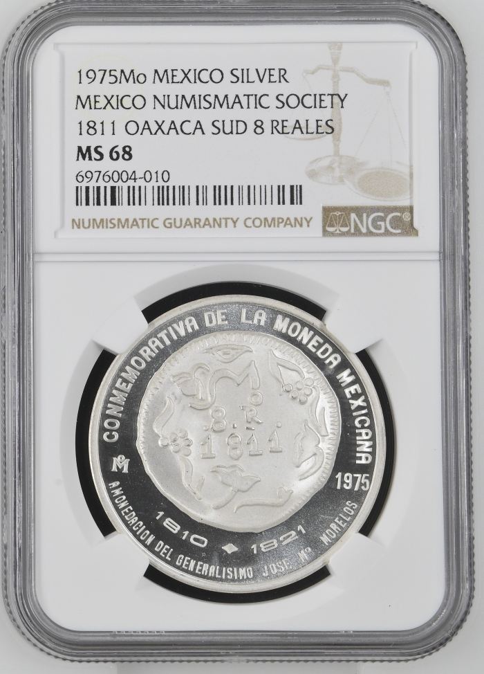 Medals & Tokens Mexico Numismatic Society Silver Medal 1975 Mo NGC MS68 0143937Medals & Tokens Mexico Numismatic Society Silver Medal 1975 Mo NGC MS68 0143937