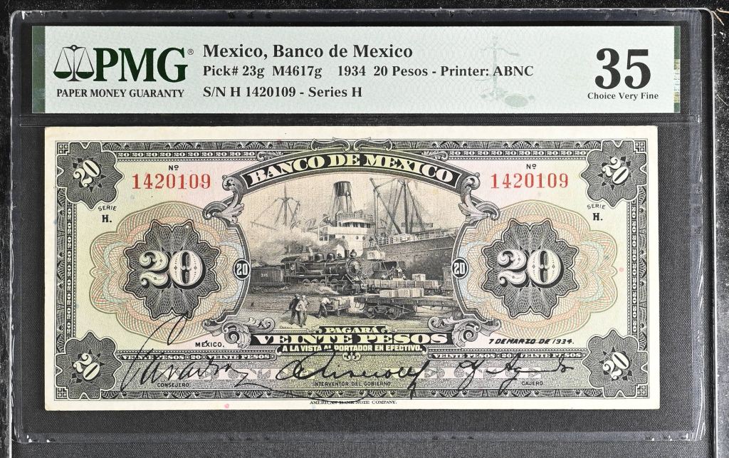 Banco De Mexico 20 Pesos 1934 M4617g PMG Ch VF35 f_35459