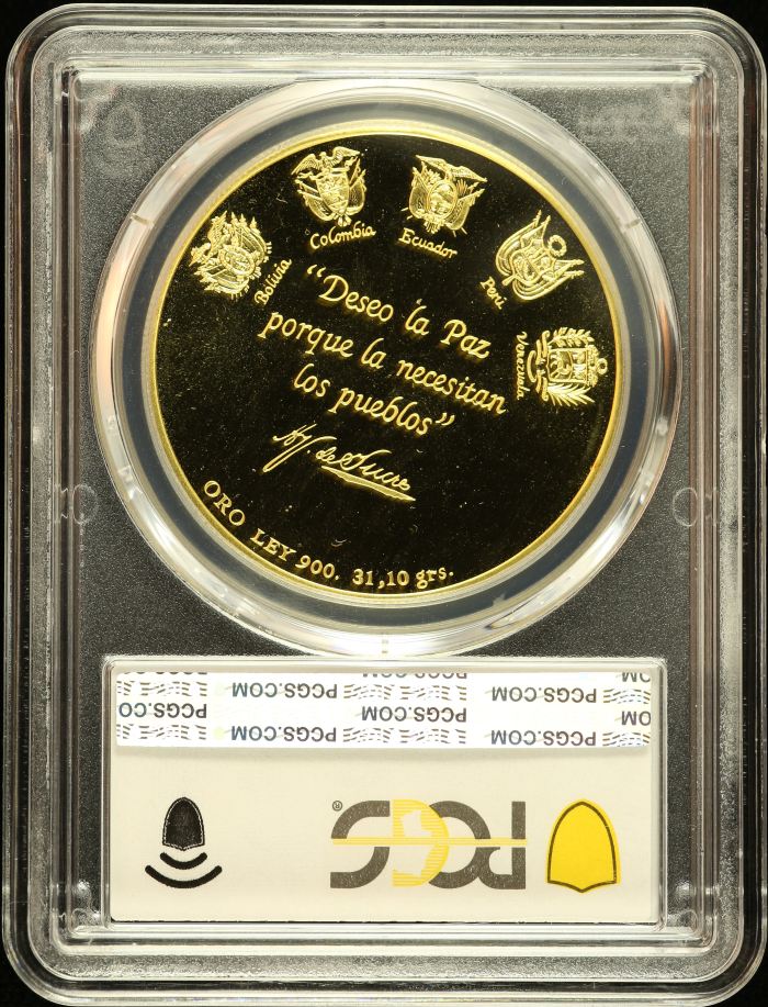 Venezuela Sucre Bicentennial Gold Medal 1995 PCGS PR68DCAM 0145622Venezuela Sucre Bicentennial Gold Medal 1995 PCGS PR68DCAM 0145622 - Image 2