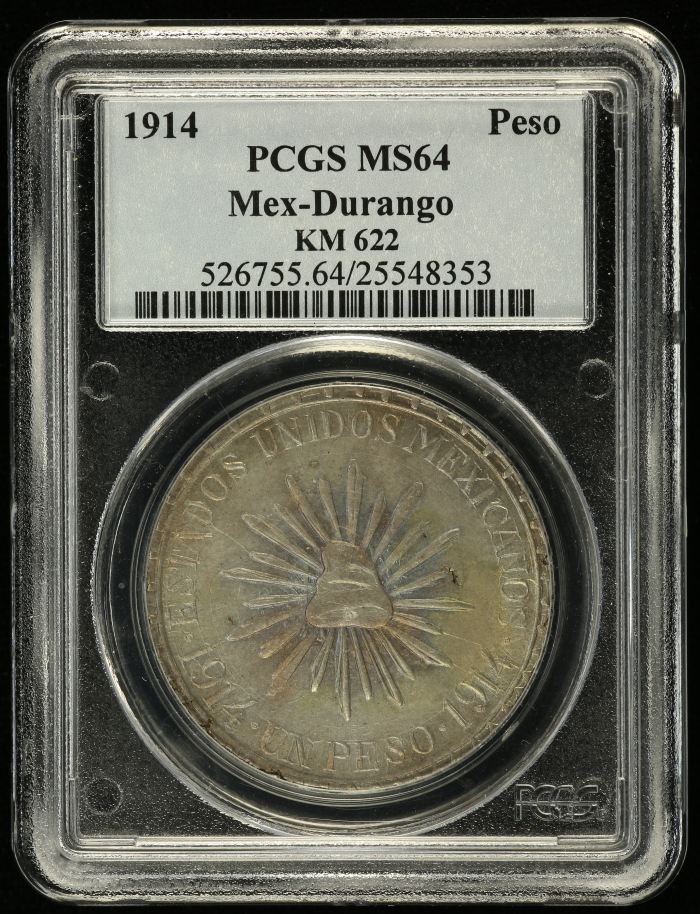 Durango Peso 1914 Durango KM-622 PCGS MS64 0146157Durango Peso 1914 Durango KM-622 PCGS MS64 0146157