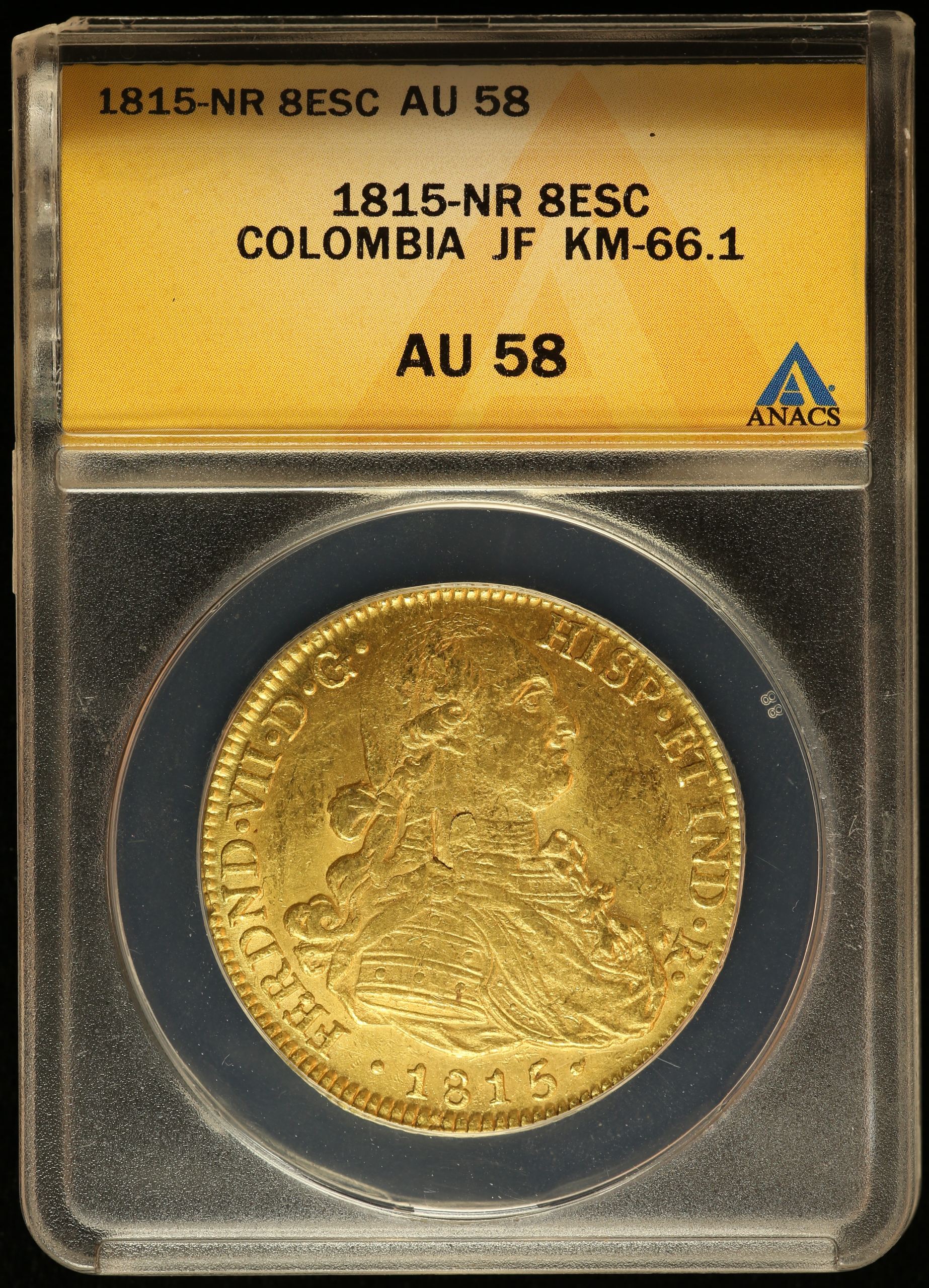 Colombia 8 Escudos 1815 Nr JF ANACS AU58 0146466