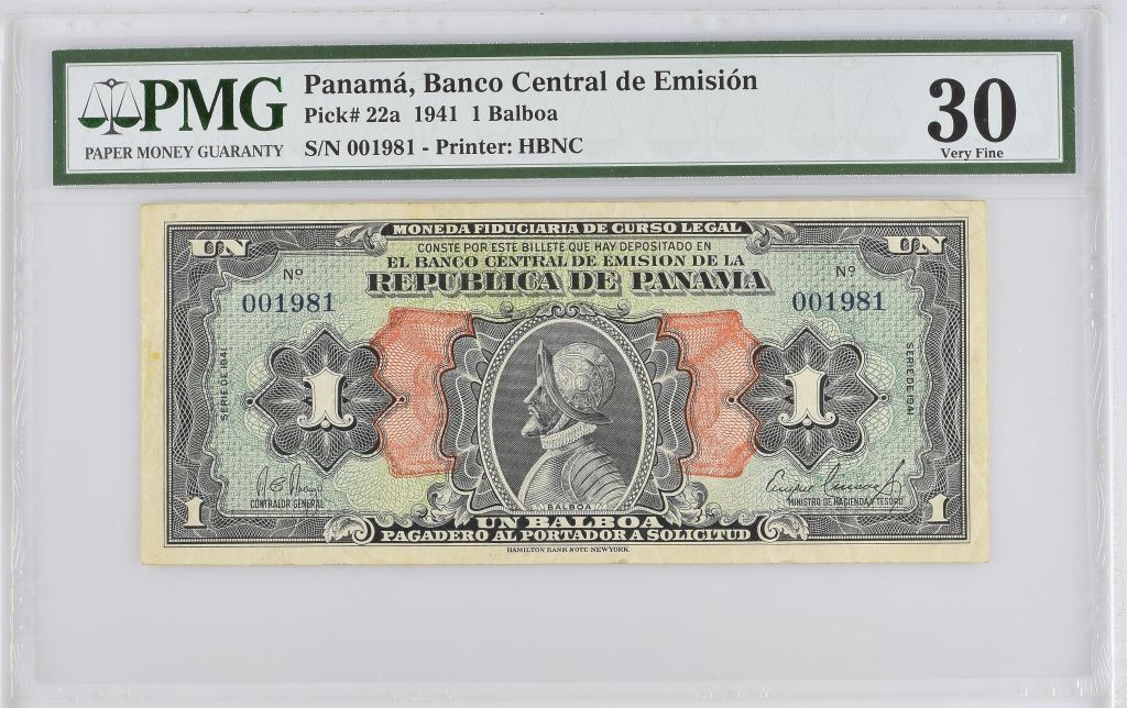 Panama Balboa 1941 Pick #22a PMG VF30 0146577